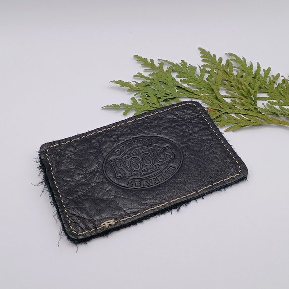 Roots Black Leather Card Holder - Picture 2 of 4